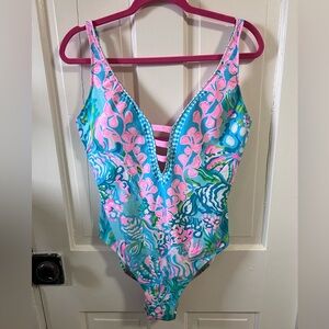 Lilly Pulitzer Jaspen Aqua La Vista Swimsuit size 14